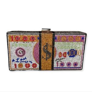 Multi Colored Cash Stack Rhinestone Clutch
